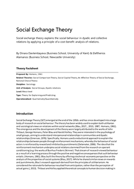 Theoryhub: Social Exchange Theory