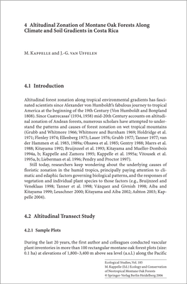 4 Altitudinal Zonation of Montane Oak Forests Along Climate and Soil Gradients in Costa Rica 4.1 Introduction 4.2 Altitudinal Tr