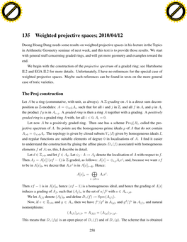 135 Weighted Projective Spaces; 2010/04/12