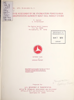 Noise Assessment of the Southeastern Pennsylvania Transportation