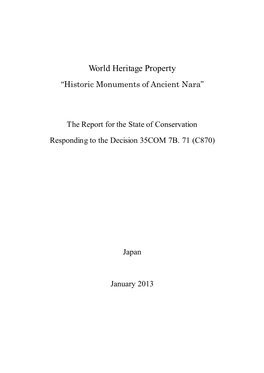 World Heritage Property “Historic Monuments of Ancient Nara”