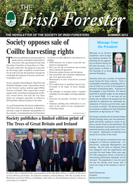 Society Opposes Sale of Coillte Harvesting Rights