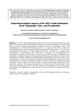Hydro-Meteorological Aspects of the 2021 South Kalimantan Flood: Topography, Tides, and Precipitation