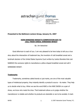 1 Presented to the Baltimore Lecture Group, January 31, 2007 HOW