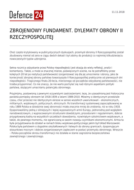 Zbrojeniowy Fundament. Dylematy Obrony Ii Rzeczypospolitej