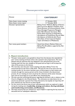 Diocesan Peer Review Report 1. Report Introduction