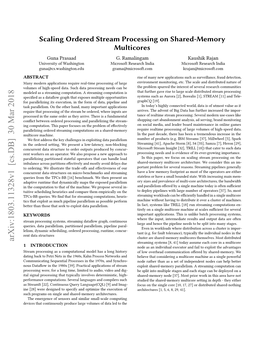 Scaling Ordered Stream Processing on Shared-Memory Multicores Guna Prasaad G