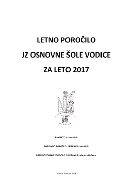 Letno Poročilo Jz Osnovne Šole Vodice Za Leto 2017