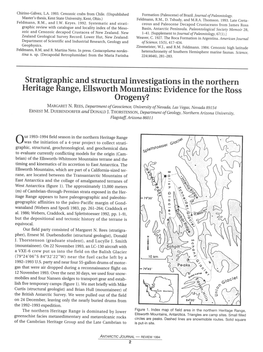 Stratigraphic and Structural Investigations in the Northern Heritage Range, Ellsworth Mountains: Evidence for the Ross Orogeny? MARGARET N