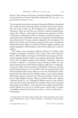 Peter C. Phan, Mission and Catechesis. Alexandre De Rhodes & Inculturation in Seventeenth-Century Vietnam