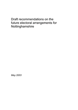 Draft Recommendations on the Future Electoral Arrangements for Nottinghamshire
