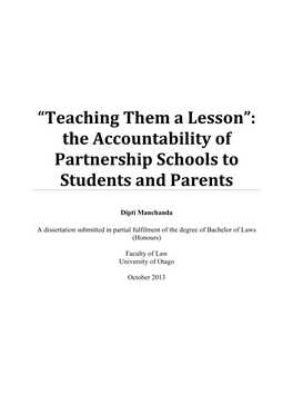 The Accountability of Partnership Schools to Students and Parents