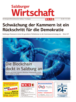 Die Blockchain Dockt in Salzburg an Schwächung Der Kammern Ist Ein Rückschritt Für Die Demokratie