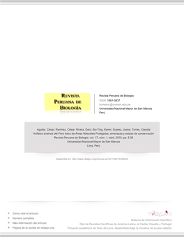 Redalyc.Anfibios Andinos Del Perú Fuera De Áreas Naturales