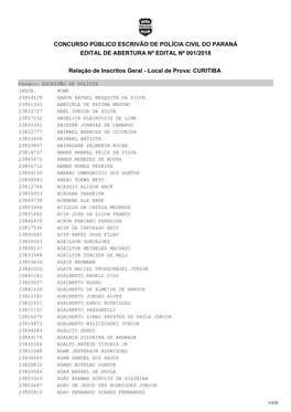 Concurso Público Escrivão De Polícia Civil Do Paraná Edital De Abertura Nº Edital Nº 001/2018