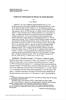 Complete Topologies on Spaces of Baire Measure 3