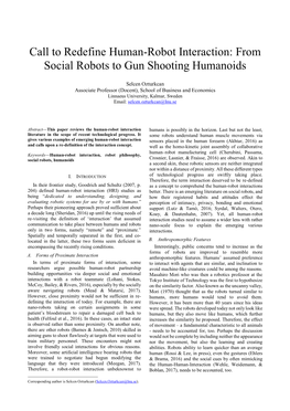 Call to Redefine Human-Robot Interaction: from Social Robots to Gun Shooting Humanoids