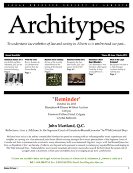 Architypes to Understand the Evolution of Law and Society in Alberta Is to Understand Our Past