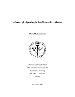 Adrenergic Signaling in Insulin-Sensitive Tissues