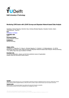 Monitoring Cliff Erosion with Lidar Surveys and Bayesian Network-Based Data Analysis