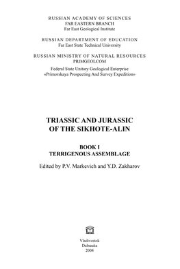 Triassic and Jurassic of the Sikhote-Alin