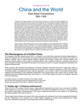 China and the World East Asian Connections 500–1300