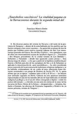 Taurobolios Vascónicos? La Vitalidad Pagana En La Tarraconense Durante La Segunda Mitad Del Siglo Iv