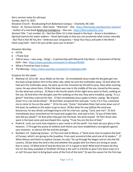 Of 11 Kev's Sermon Notes for Egroups Sunday, April 11, 2021 Elevation Church