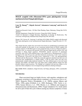 DGGE Coupled with Ribosomal DNA Gene Phylogenies Reveal Uncharacterized Fungal Phylotypes