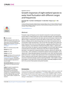 Growth Responses of Eight Wetland Species to Water Level Fluctuation with Different Ranges and Frequencies