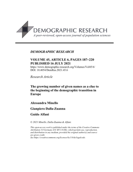 The Growing Number of Given Names As a Clue to the Beginning of the Demographic Transition in Europe