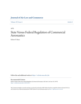 State Versus Federal Regulation of Commercial Aeronautics Robert F