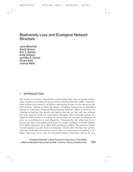 Biodiversity Loss and Ecological Network Structure