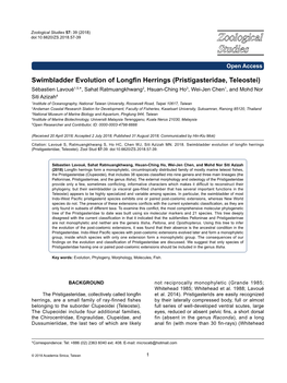 Swimbladder Evolution of Longfin Herrings (Pristigasteridae, Teleostei)