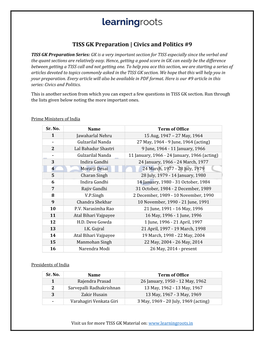 TISS GK Preparation | Civics and Politics #9