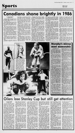 S P O R T S C a N a D Ia N S S H O N E B Rig H Tly in 19 86 Oilers Lose Stanley