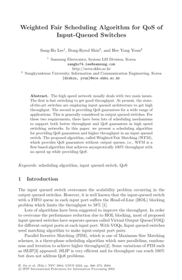 Weighted Fair Scheduling Algorithm for Qos of Input-Queued Switches