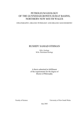 Petroleum Geology of the Gunnedah-Bowen-Surat Basins, Northern New South Wales