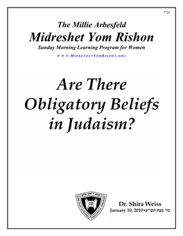 Are There Obligatory Beliefs in Judaism?