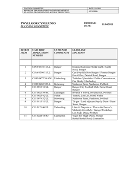 Pwyllgor Cynllunio 11/04/2011 Date : Planning Committee