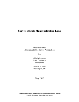 Survey of State Municipalization Laws