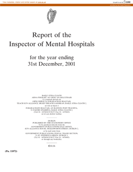 Report of the Inspector of Mental Hospitals 2001