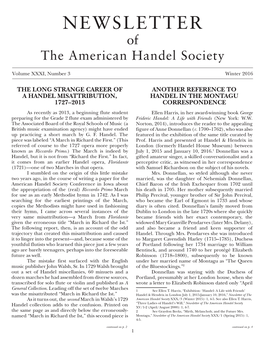 NEWSLETTER of the American Handel Society