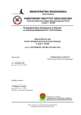 Ministerstwo Środowiska Państwowy Instytut Geologiczny