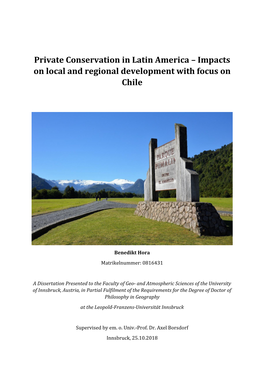 Private Conservation in Latin America – Impacts on Local and Regional Development with Focus on Chile