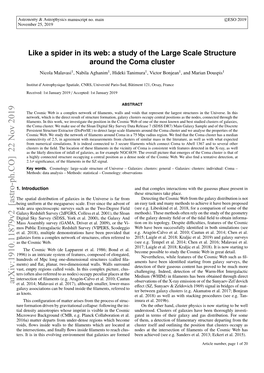 A Study of the Large Scale Structure Around the Coma Cluster Nicola Malavasi1, Nabila Aghanim1, Hideki Tanimura1, Victor Bonjean1, and Marian Douspis1