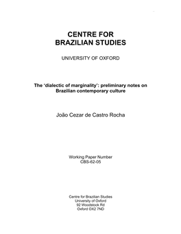 'Dialectic of Marginality': Preliminary