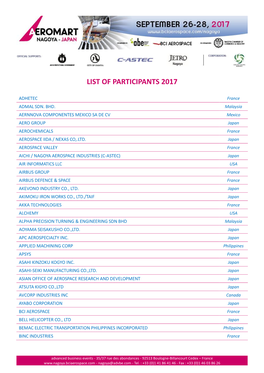 List of Participants 2017