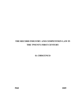 The Record Industry and Competition Law in the Twenty-First Century