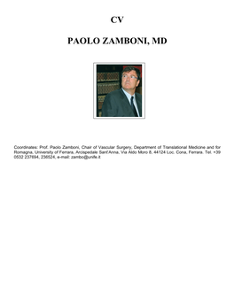 Cv Paolo Zamboni, Md